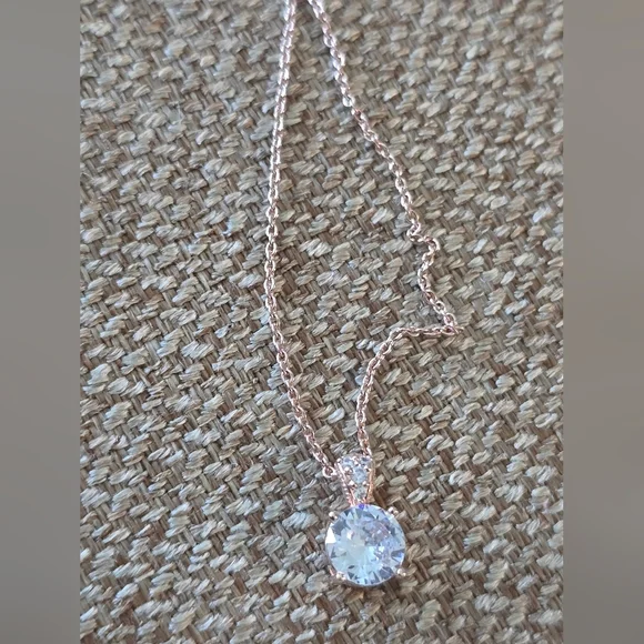 Macy's Rose Gold Necklace Clear Pendant New Women - Picture 3 of 8